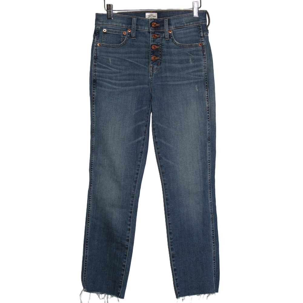 Womens J. Crew 9" Vintage Straight AJ491 Blue Denim Button Fly Jeans Size 25